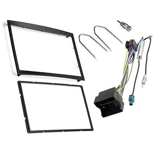 Sound-way 2 DIN Car Radio Frame Radio Fascia ISO Connection Cable Key Antenna Adaptor Compatible with Peugeot C2 C3 207 307 Expert Partner Fiat Scudo Toyota ProAce