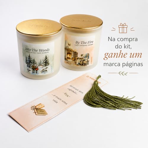 MINERVA - Vela Aromatica Perfumada Aromatizada - Coleção de Outono Inverno - 200g (Kit - By The Fire + Into The Woods + Marca Pagina)