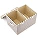 EZOWare Large Storage Boxes [3-Pack] Large Linen Fabric Foldable Storage Cubes Bin Box Containers with Lid and Handles for Home Nursery, Closet, Baby Products (Assorted)