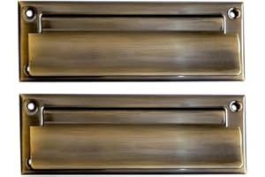QCAA Solid Brass Mail Slot, with Solid Brass Interior Frame and Solid Brass Back Plate, 8-7/8''X2-7/8,Antique Brass 1 Pack, Made in Taiwan