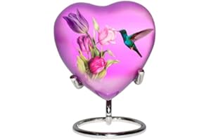 Hummingbird Mini Heart Cremation Urn with Stand & Premium Box - Small Keepsake Urn for Ashes - Perfect for Adults & Infants