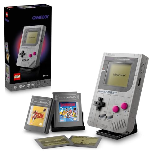 Super Mario Game Boy Set da Costruzione per Adulti - Modello da Esposizione Nintendo con 2 Cartucce con Schermi Lenticolari Incluso Zelda e Stand - Regalo Retrò per i Fan dei Videogiochi - 72046