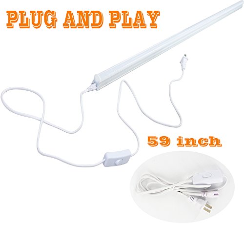 T5 Integrated Single Fixture,LED Shop Light for in Garag,4FT, 2200lm, 3000K (Warm White), 20W, Utility Shop Light, Ceiling and Under Cabinet Light,Corded Electric with ON/Off Switch,3000k 6pk