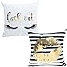 misaya Bronzing Flannelette Home Pillowcase 18x18 Decorative Cushion Cover Eyelashes Letters Lash Out & Black Striped Gold Lips Throw Pillow Covers Set of 2