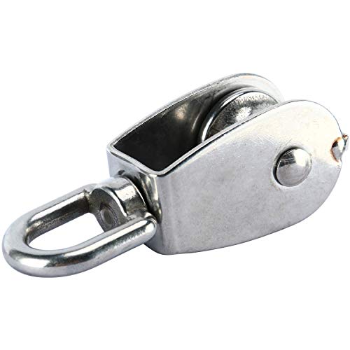 DasMarine 3 Pack Single Pulley Block in 304 Stainless Steel Crane Swivel Hook Single Pulley Roller Loading (M25)