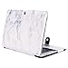 MOSISO Compatible with MacBook Air 13 inch A1466 / A1369 (Older Version Release 2010-2017), PU Leather Book Folio Protective Stand Cover Sleeve, White Marble
