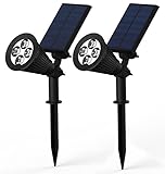 Lemontec 2-in-1 Adjustable 4 LED Wall / Landscape Solar Lights with Automatic On/Off Sensor, 2 Pack
