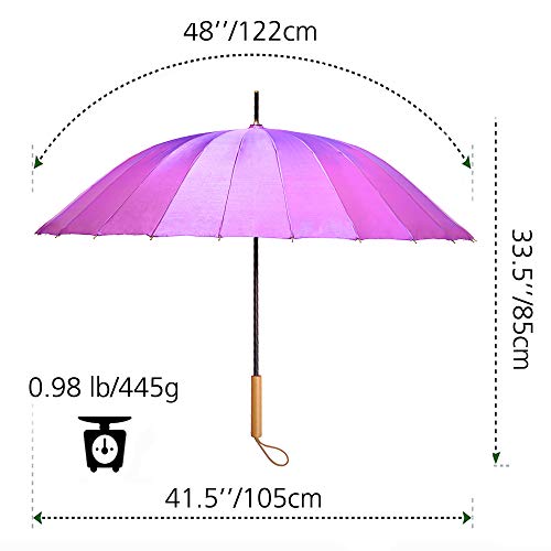 Kung Fu Smith Wood UV Protection Parasol Rain Umbrella - Large Windproof and Ultra Light