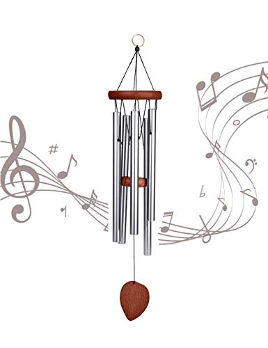 Afirst Wind Chimes Outdoor 22" Beech/Aluminum Silver Chime with S Hook Amazing Grace Wind Chime,A Beautiful Gift for Your Garden, Patio,Porch and Home Decoration
