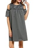 Zeagoo Women's Casual Cold Shoulder Ruffle Sleeves Shift Dress
