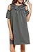 Zeagoo Women's Casual Cold Shoulder Ruffle Sleeves Shift Dress