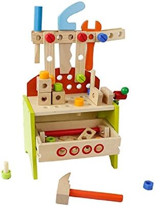 Umey Design Wooden Craft DIY Screw Block Activity Working Bench with Tool Box