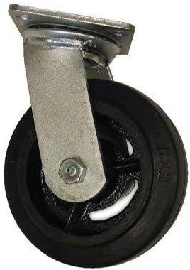 EZ Roll EZ-0620-MOP-R 6" Diameter Polyurethane/Steel Wheel Medium Heavy Duty Rigid Plate Caster, 900 lbs Capacity