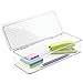 mDesign Office Supplies Desk Organizer Box with Lid for Staplers, Scissors, Pens, Sticky Notes, Highlighters, Tape - 3