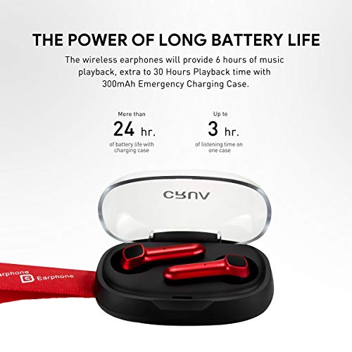 CRUA Earbuds Wireless Bluetooth 5.0 True Earphones with Mic, Touch Control, HD Sound Call Quality, Up 30 Playtime with C