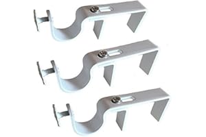 THE NONO BRACKET COMPANY NONO Bracket - Outside Mounted Blinds Curtain Rod Bracket Attachment Set of 3 (White)
