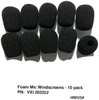 Universal Headset Foam Microphone Windscreens 10 Pack | Mic Covers Fit Lapel, Lavaliers, BlueParrott B250, B350, Plantronics, Jabra, VXI, Smith Corona - Lux, Passport, for VXI 203252,