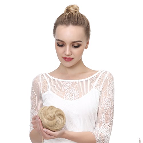 SARLA Donut Chignon Bun Straight Updo Hair Bun Hairpieces Synthetic Scrunchie Hair Bun Extensions Q3 (4# Dark Brown)