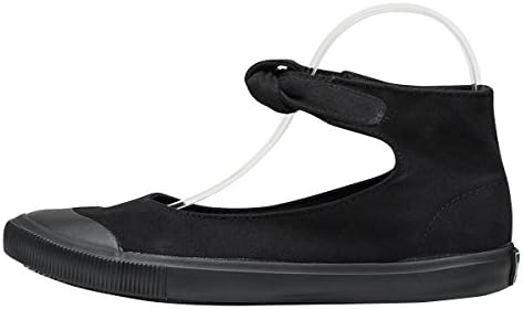 AnnaKastle Womens Ballet Flat Canvas Sneaker Black with Ankle Knotted Tie