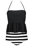 SEARTIST High Waisted Tankini Swimsuit, Halter Ruffle Peplum Two Piece Bathing Suit for Women