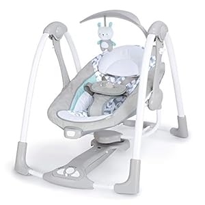 Ingenuity ConvertMe 2-in-1 Compact Portable Baby Swing & Infant Seat, Battery-Powered Vibrations, Automatic Sway, Nature…