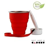 Collapsible Travel Cup - 100% Food-grade Silicone Mug for Camping and Hiking, Red - by Not Just A Gadget