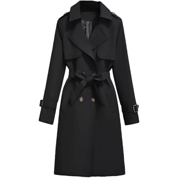 Amazon.com: Elegant Mid-Length Trench Coat With Sashes Women