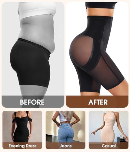 Bauchweg Unterhose Damen Hohe Taille Shapewear Miederhose Push-Up Po & Bauchkontrolle Body Shaper Miederpants Figurformende Atmungsaktive Shaping Hose Shorts(Schwarz, M)