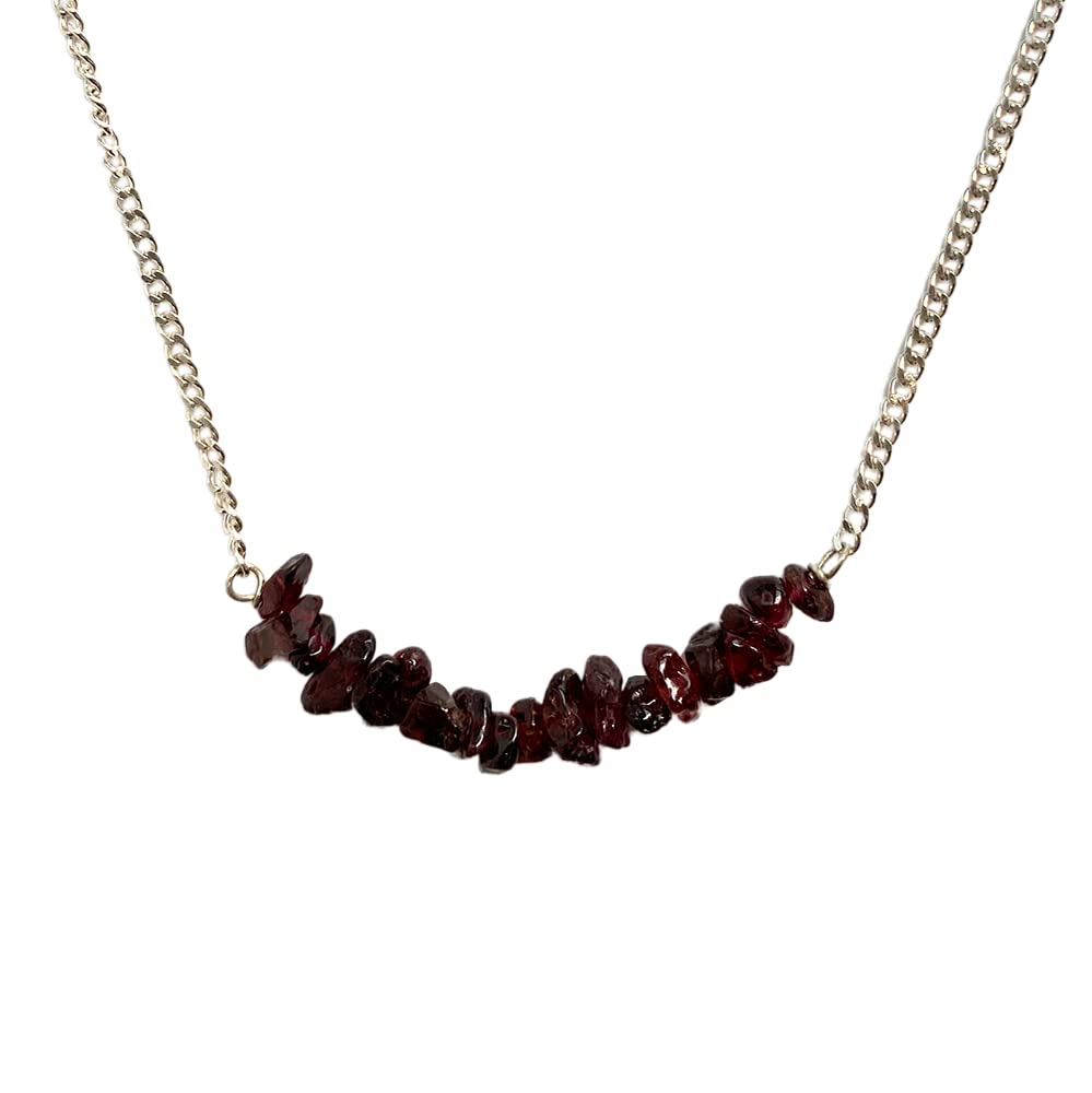 VIE Silver Chain Chips Pendant, Hessonite Garnet