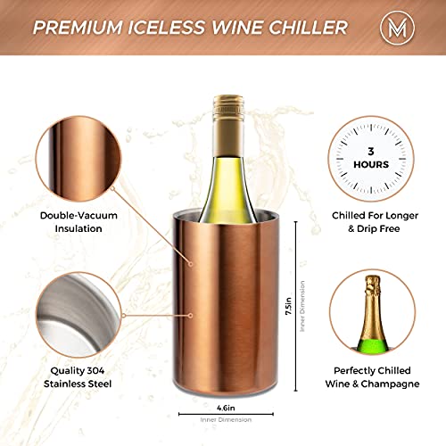 Villa & Marx Wine Chiller Bucket Premium Champagne Bucket Keeps 750ml Bottles Cold for Hours