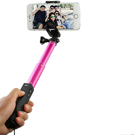 Selfie Stick, Aluminum Foldable Bluetooth Monopod with Bluetooth Remote Shutter and Adjustable Holder for GoPro iPhone 6 iPhone 6 Plus 5S 5C, Samsung Galaxy S6 Edge S5 and other Android and iphones