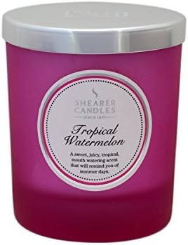 Shearer Candles Tropical Watermelon Scented Jar Candle with Silver Lid-Pink