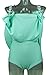COCOSHIP Ladies Chic Stripe Swimsuit One Piece Mint Skirtini Halter Cover Up Swimdress(FBA)