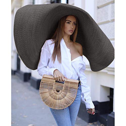 Fashion Large Sun Hat Beach Anti-UV Sun Protection Foldable Straw Cap Cover Up ... (Black)