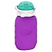 Purple 6 oz Squeasy Snacker Spill Proof Silicone Reusable Food Pouch - for Both Soft Foods and Liquids - Water, Apple Sauce, Yogurt, Smoothies, Baby Food - Dishwasher Safe