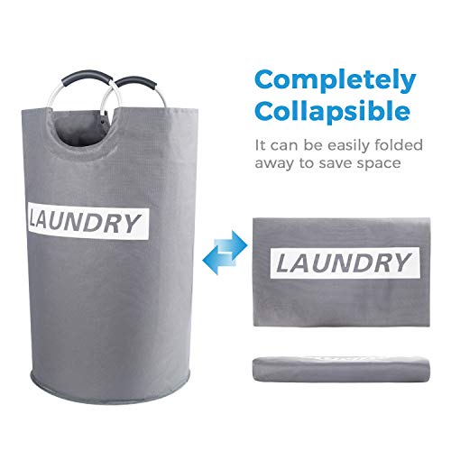Lifewit 82L Large Laundry Basket Collapsible Clothes Hamper Durable Oxford Fabric Portable Folding Laundry Bin for Bedroom, Laundry Room, Closet, Bathroom, College, Grey