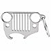 Nuoxinus Car Key Chain Ring, Cool Grill Keychain & Bottle Opener with Laser-Cut 304 Stainless Steel for Jeep Wrangler, Men, Women, Driver, Automotive Enthusiasts (Silver)