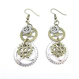 WELL New Steampunk Earrings Antique Bronze Gears Jewelry Gorgeous Silver Plated
