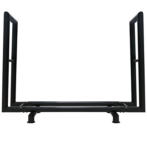 Titan Outdoors Rectangular Heavy Duty Outdoor Log Rack | 4 Feet, Black