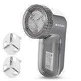 BEAUTURAL Fabric Shaver and Lint Remover, Sweater Defuzzer with 2-Speeds, 2 Replaceable Stainless Steel Blades, Battery Operated (Grey)