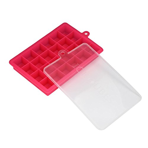 KingWo Silicone Ice Cube Tray molds Candy mold Cake mold Chocolate mold, 24 cavity (Red)