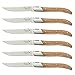 FLYINGCOLORS Laguiole Steak Knife Set. Stainless Steel, Rubber Wood Handles, Gift Box, 6 Pieces