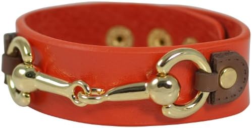 Double Gold Horse Bit-leather Bracelet-designer Inspired-orange/brown [Jewelry]