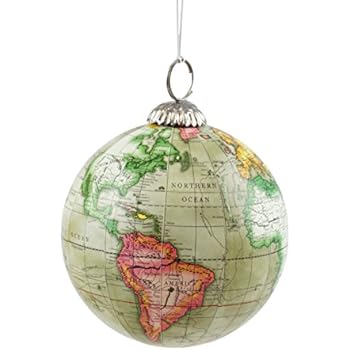 Old World Map Globe Hanging Christmas Tree Ornament by Creative Co-op
