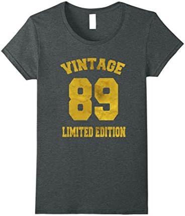 Womens Vintage 1989 Limited Edition T-Shirt 28th Birthday Gift Tee Large Dark Heather