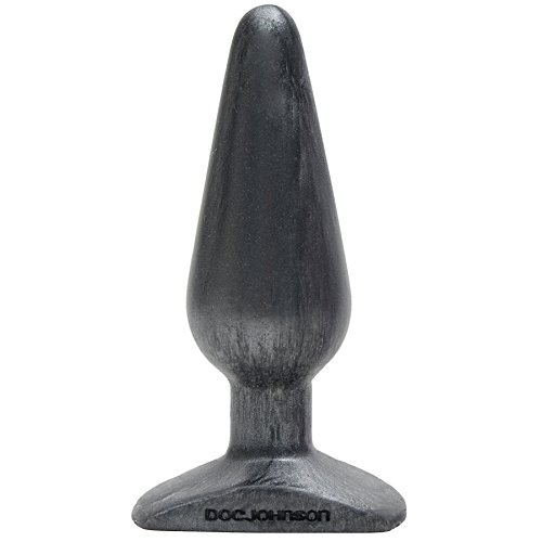 Doc Johnson Platinum Premium Silicone - The Big End - 5.3 in. Long and 1.7 in. Wide - Medium Silicone Butt Plug with Flared Safety Base - Intermediate Anal Toy - Charcoal