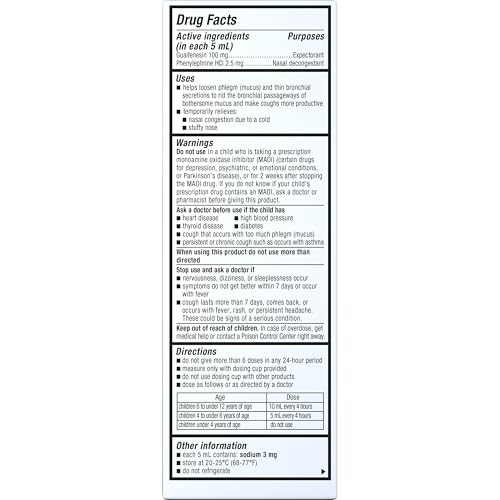 MUCINEX CHILDREN’S STUFFY NOSE & CHEST CONGESTION, MULTI-SYMPTOM RELIEF, EXPECTORANT, NASAL DECONGESTANT, VERY BERRY FLAVOR, 4 FL OZ