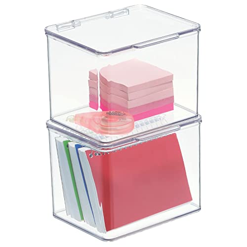 mDesign Small Plastic Home Office Storage Organizer Box Containers w