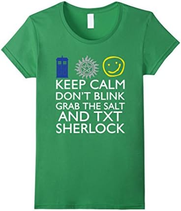 Women's Superwholock T shirt - Keep Calm Grab Don't Blink Funny Tee Medium Grass