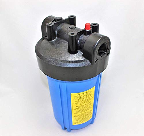 IPW Industries Inc 10" Big Blue (BB) Water Filter Housing for Whole House, high Flow, Blue Sump/Black Cap, 1" NPT, with Pressure Release (Single Housing) Compatible to Pentek 150237
